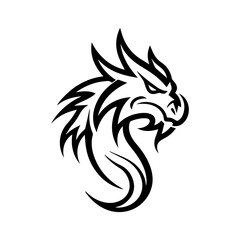 dragon logo or modern line icon. Vector line art and icon design with bold outline. Black and white Pixel Perfect minimalistic symbol isolate white background. Creative logotype