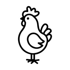 Chicken logo or modern line icon. Vector line art and icon design with bold outline. Black and white Pixel Perfect minimalistic symbol isolate white background. Creative logotype