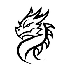 dragon logo or modern line icon. Vector line art and icon design with bold outline. Black and white Pixel Perfect minimalistic symbol isolate white background. Creative logotype