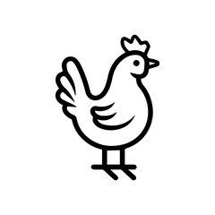 Chicken logo or modern line icon. Vector line art and icon design with bold outline. Black and white Pixel Perfect minimalistic symbol isolate white background. Creative logotype