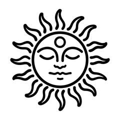 sun logo or modern line icon. Vector line art and icon design with bold outline. Black and white Pixel Perfect minimalistic symbol isolate white background. Creative logotype