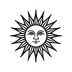sun logo or modern line icon. Vector line art and icon design with bold outline. Black and white Pixel Perfect minimalistic symbol isolate white background. Creative logotype
