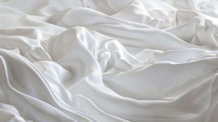 Obraz premium Soft, luxurious white silk fabric elegantly draped, creating gentle folds and waves with a smooth, serene texture.