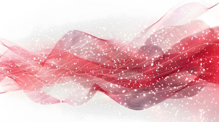 
red and white abstract background with flowing particles. Digital future technology concept. vector illustration.