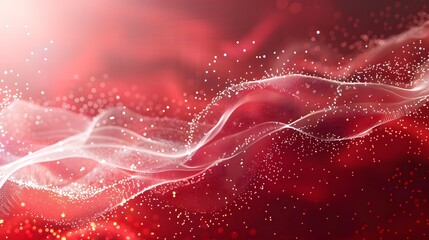 
red and white abstract background with flowing particles. Digital future technology concept. vector illustration.