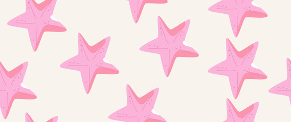 Vector flat illustration. Summer vacation concept. Used as background mockup for banner design. Horizontal seamless posters, wallpapers.