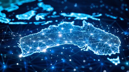 Australia digital network connectivity map for tech business telecommunication and data transfer