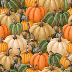 Different pumpkins isolated. Vector.