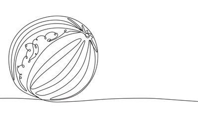 Watermelon one line continuous. Watermelon line art. Hand drawn vector art.