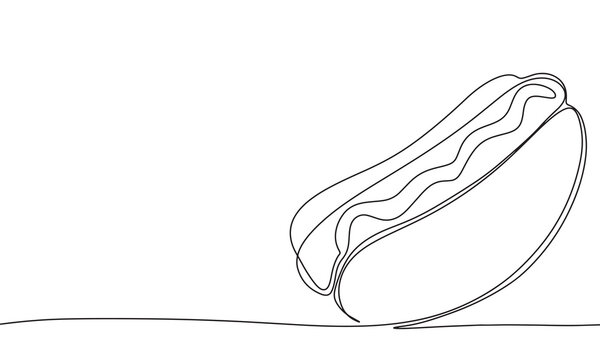 recommend clip art: Hot Dog one line continuous. Hot Dog line art. Hand drawn vector art.
