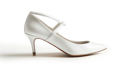 Sophisticated white slingback heels with a low heel on a white background.