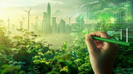 Green Vision EcoFriendly Urban Design with Sustainable Elements and Digital Charts