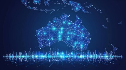Australia s digital network map  connectivity, data transfer, telecommunications for tech businesses