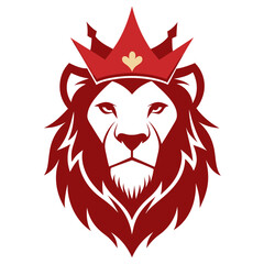  a Lion head with wear crown logo, simple vector art