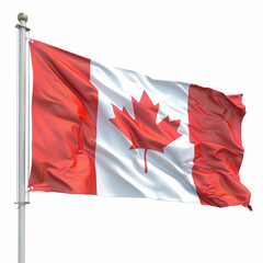 Canadian flag waving isolated on white background