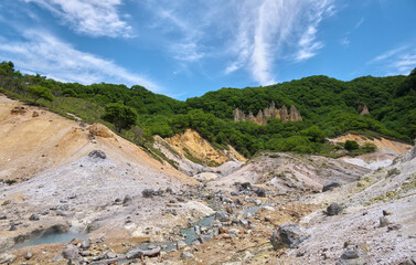 北海道登別市の地獄谷 / Hell Valley (Jigokudani) in Noboribetsu City, Hokkaido