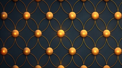 Abstract geometric pattern with golden circles and lines