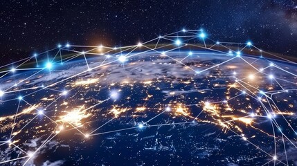 Global network  america focused digital world globe for data transfer, cyber tech, telecommunication