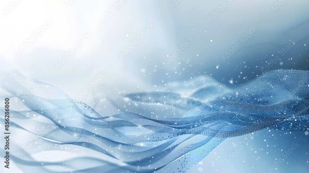 Poster blue and white abstract background with flowing particles. digital future technology concept. vector