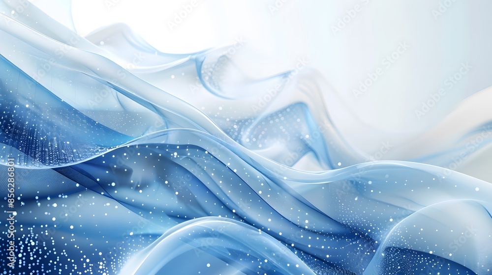 Poster blue and white abstract background with flowing particles. digital future technology concept. vector