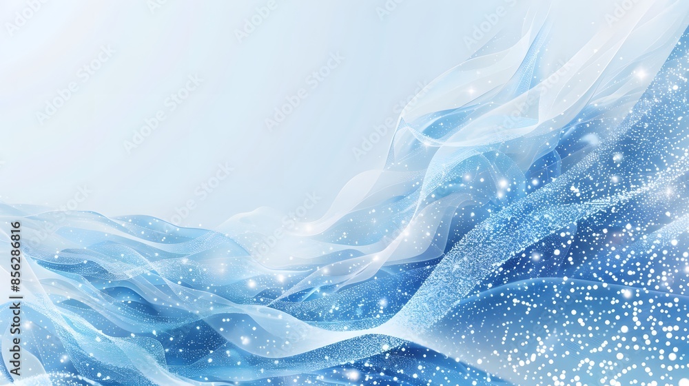 Poster blue and white abstract background with flowing particles. digital future technology concept. vector
