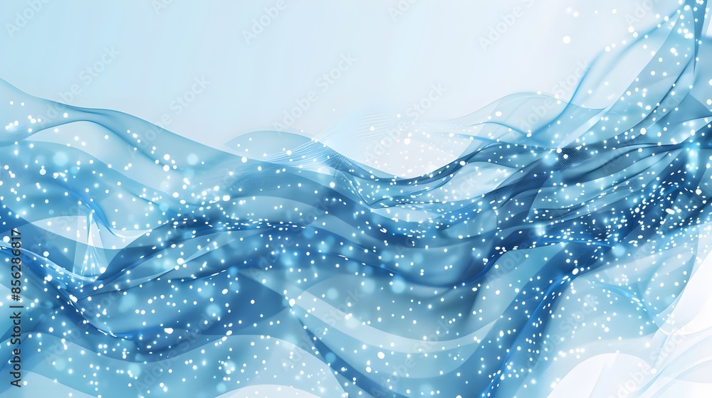 Poster blue and white abstract background with flowing particles. digital future technology concept. vector