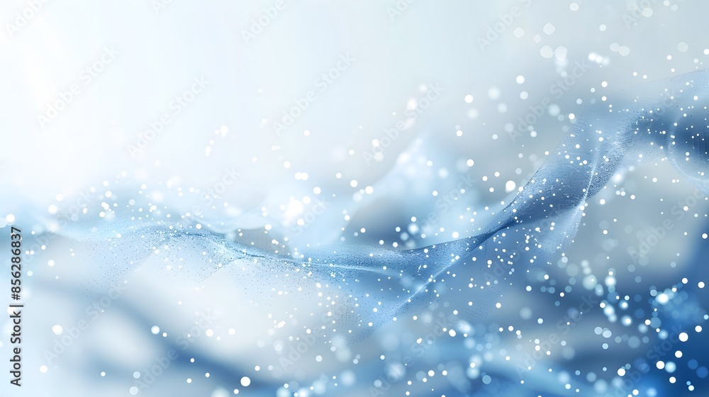 Poster blue and white abstract background with flowing particles. digital future technology concept. vector