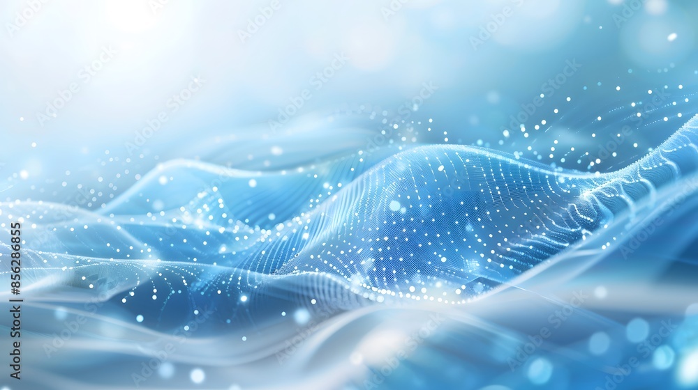 Aufkleber blue and white abstract background with flowing particles. digital future technology concept. vector
