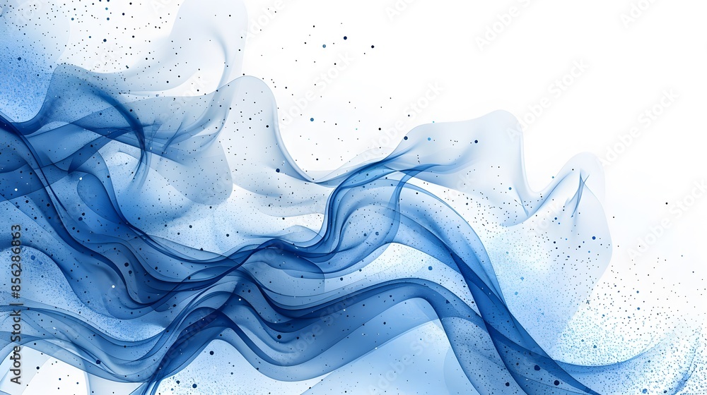 Poster blue and white abstract background with flowing particles. digital future technology concept. vector
