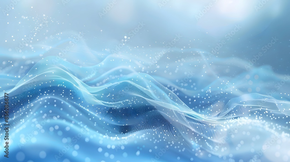 Aufkleber blue and white abstract background with flowing particles. digital future technology concept. vector