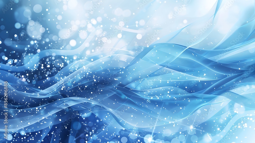 Aufkleber blue and white abstract background with flowing particles. digital future technology concept. vector