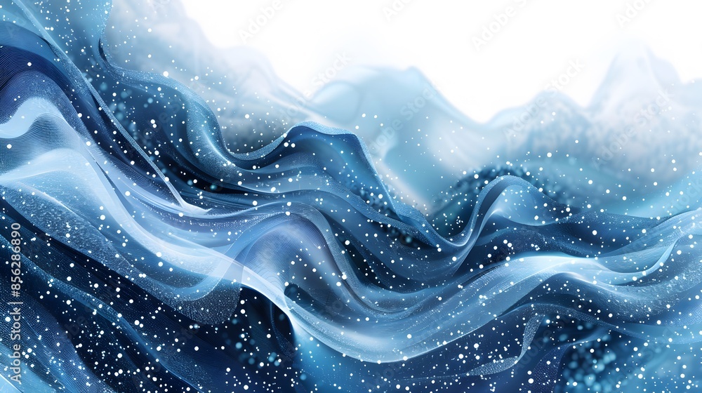 Aufkleber blue and white abstract background with flowing particles. digital future technology concept. vector