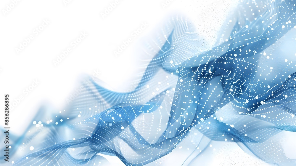 Poster blue and white abstract background with flowing particles. digital future technology concept. vector