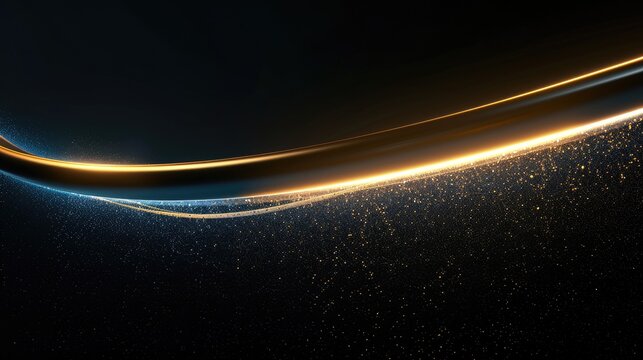 The image is a dark background with a glowing golden line running through it. The line is made up of tiny particles that are flowing in a wave-like motion. The image is very calming and peaceful.