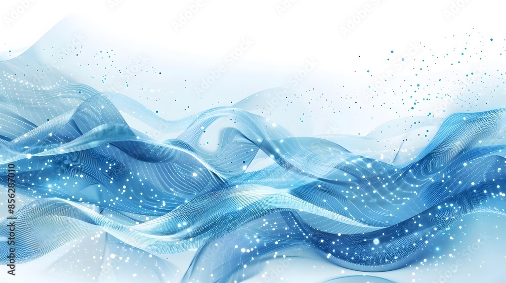 Aufkleber blue and white abstract background with flowing particles. digital future technology concept. vector