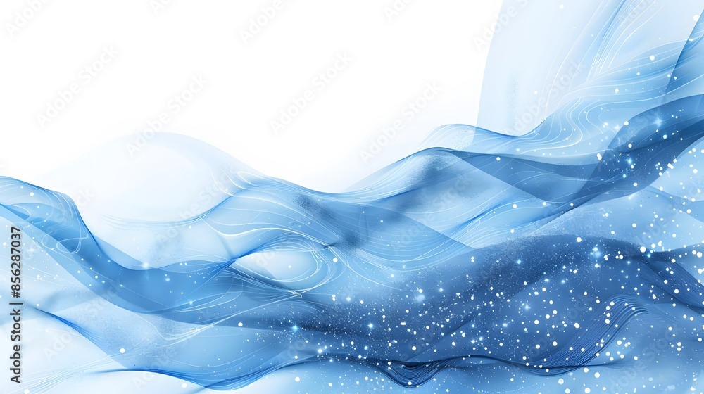 Poster blue and white abstract background with flowing particles. digital future technology concept. vector
