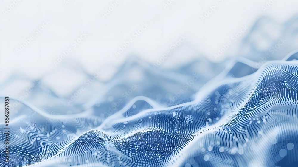 Poster blue and white abstract background with flowing particles. digital future technology concept. vector