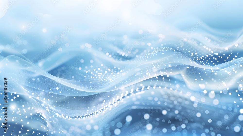 Poster blue and white abstract background with flowing particles. digital future technology concept. vector
