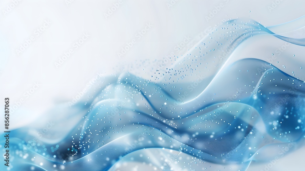 Poster blue and white abstract background with flowing particles. digital future technology concept. vector