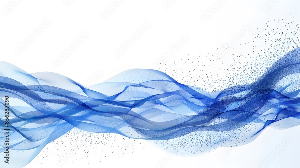Poster blue and white abstract background with flowing particles. digital future technology concept. vector
