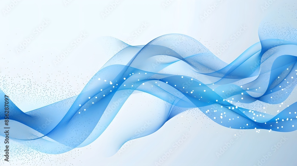 Poster blue and white abstract background with flowing particles. digital future technology concept. vector