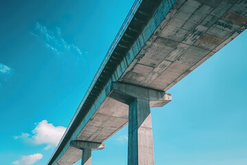 A bridge with a blue sky in the background