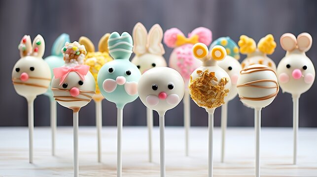 Ten delicious cake pops decorated with white and milk chocolate and colorful sprinkles.