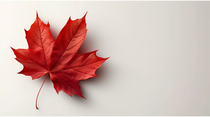 Red sugar maple leaf on a white background