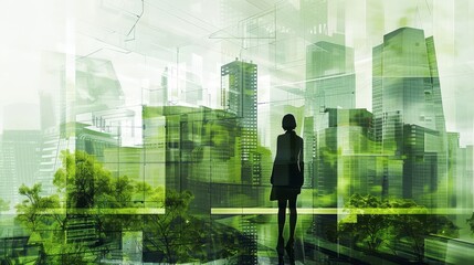 Fototapeta premium Green Urban Futures A Vision of Sustainable Cityscapes and Progress