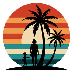 Happy mothers day, unset, palm tree,t-shirt design