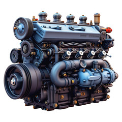 Fototapeta premium 3D Illustration of a High-Performance Engine (Transparent Background) 