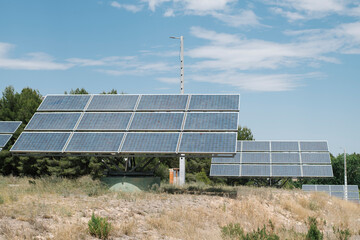 Solar station for electricity production with photovoltaic panels.