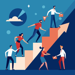 Fototapeta premium Effective Goal Setting How a Group of People Define and Achieve Their Objectives