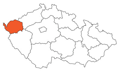 Obraz premium Outline of the map of the region of Czech Republic - Karlovy Vary